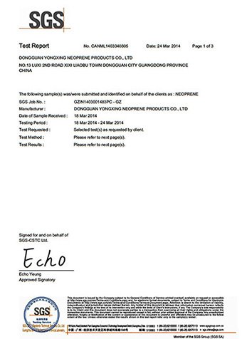 潜水料 / 潜水布 SGS Toxic Elements 测试报告 潜水料 / 潜水布 SGS Toxic Elements 测试报告
